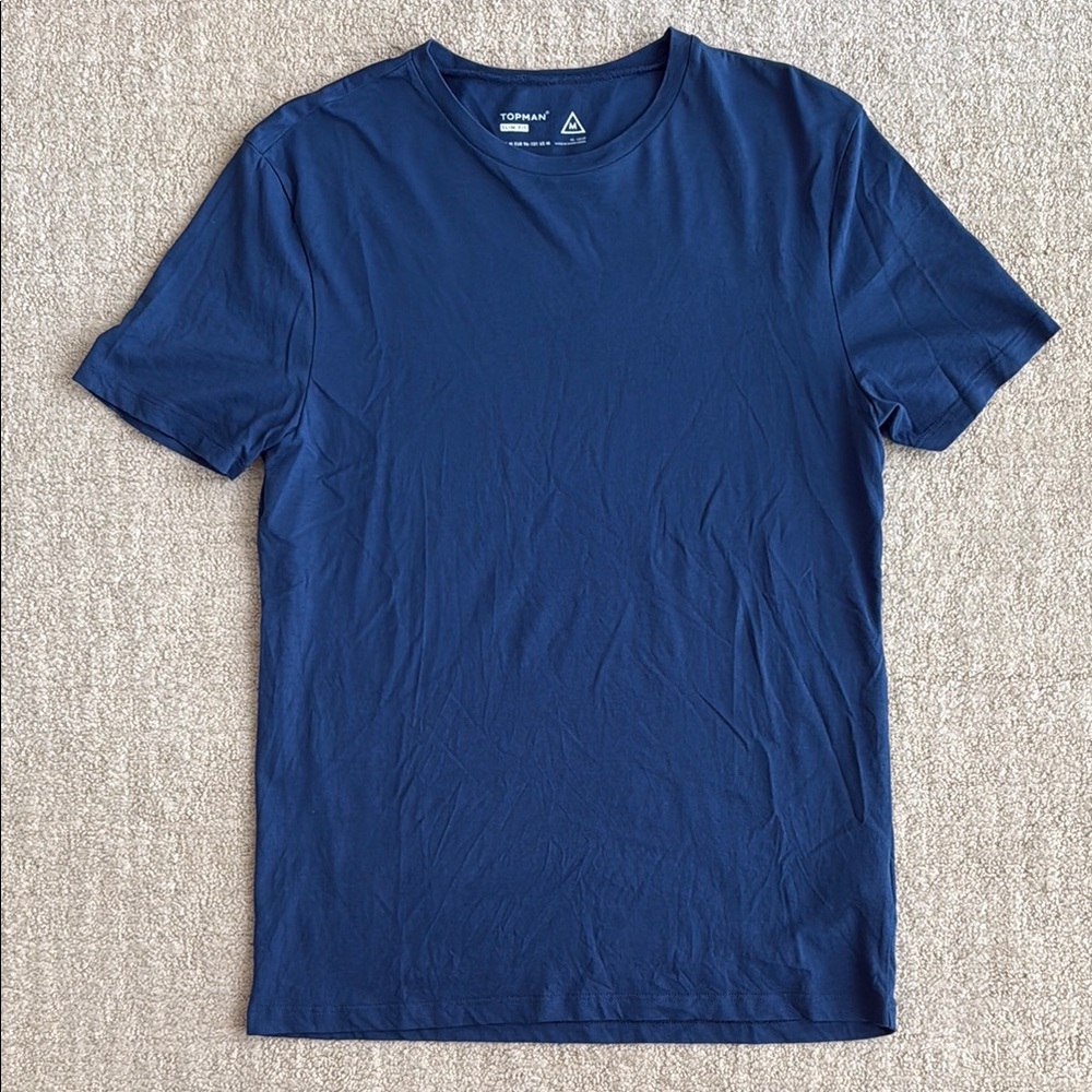 Topman Slim Fit Crewneck T-Shirt in Ensign Blue, Size M
